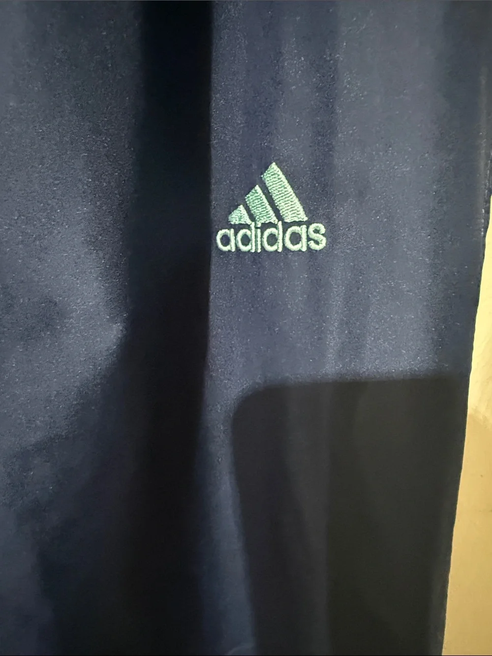 Y2K Adidas Men’s Large Navy Aqua 3 Stripe Track Pants AZF001 Ankle Zip